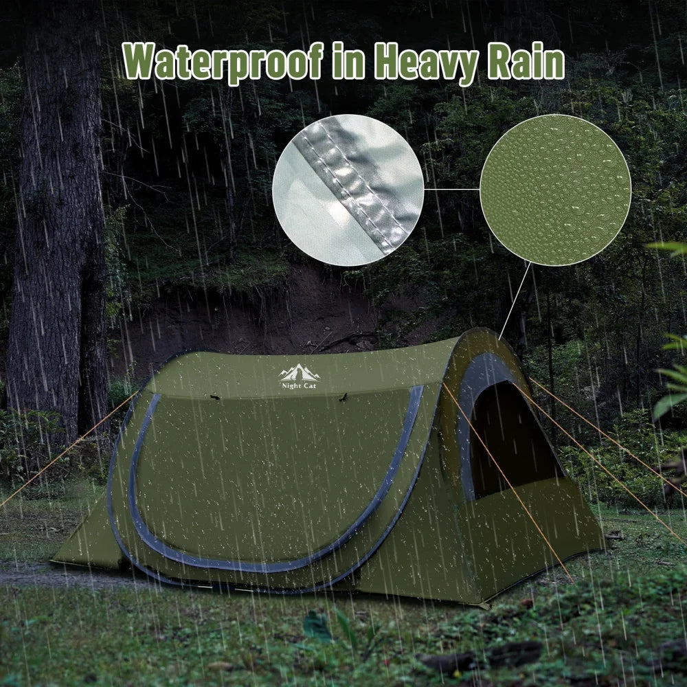 Night Cat Pop Up Two Person Tent With Mosquito Net Waterproof Camping