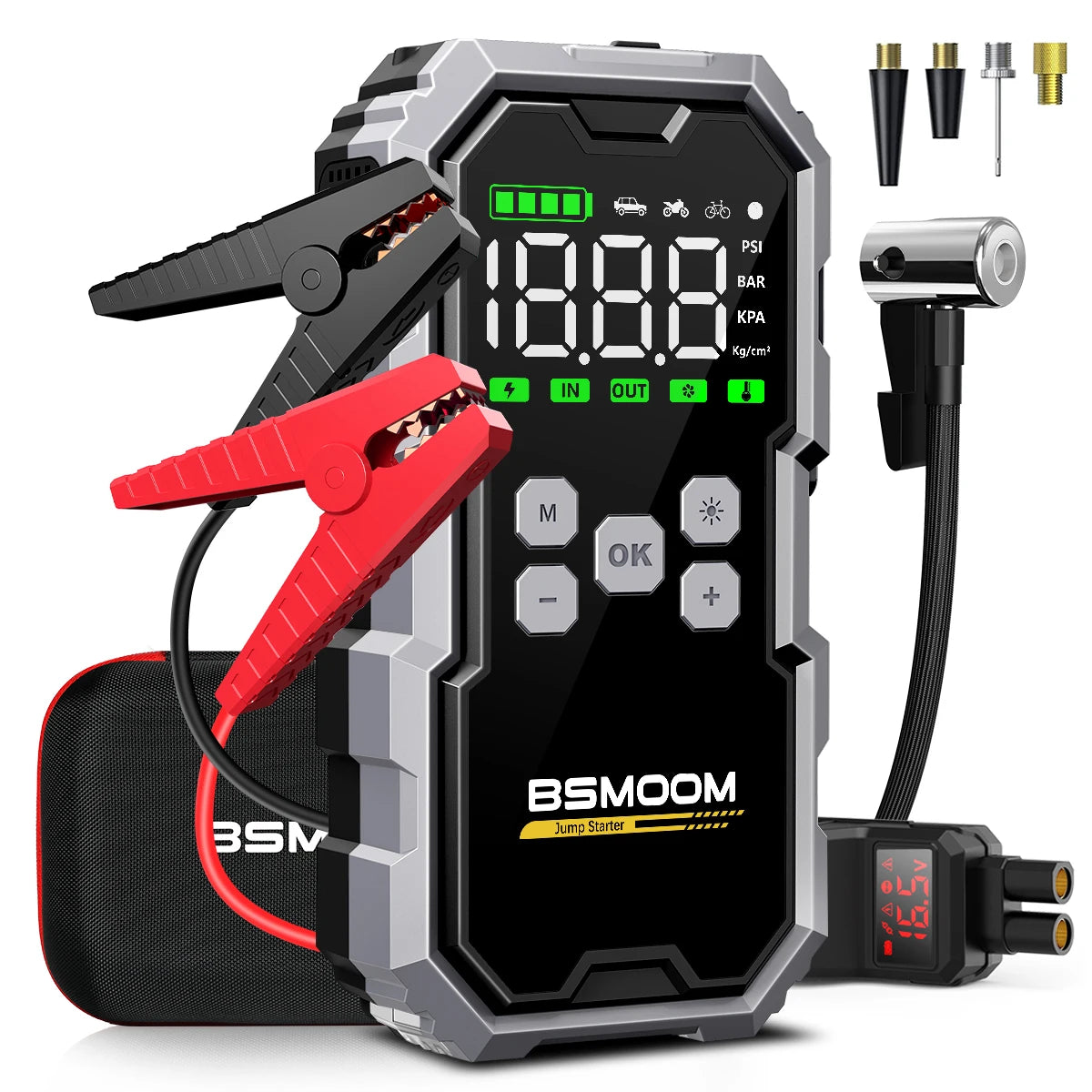 BSMOOM Car Jump Starter With Air Compressor 6000A Portable