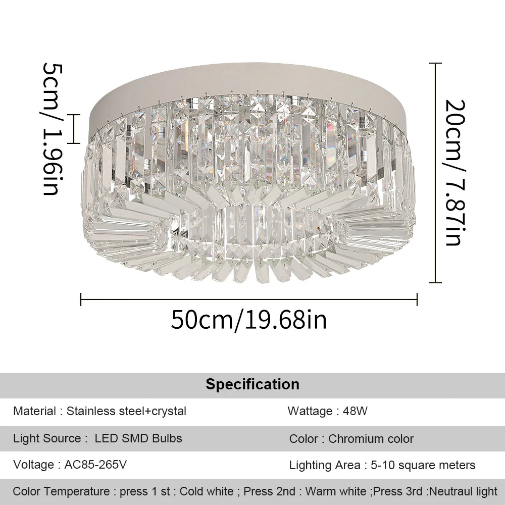 VETRULUS Crystal Ceiling Lamp Modern Led Chandelier For Living Room