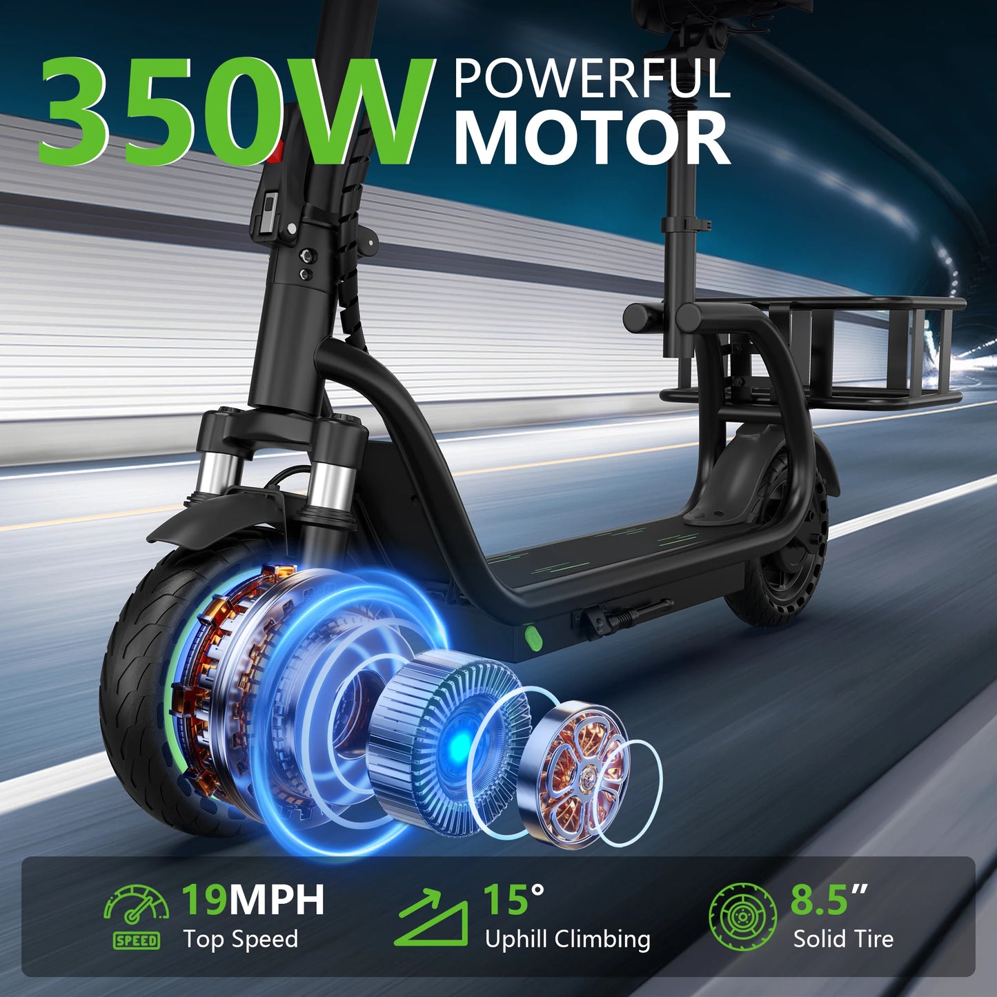 AOVOPRO Maxshot Electric Scooter 350W With Seat And Basket