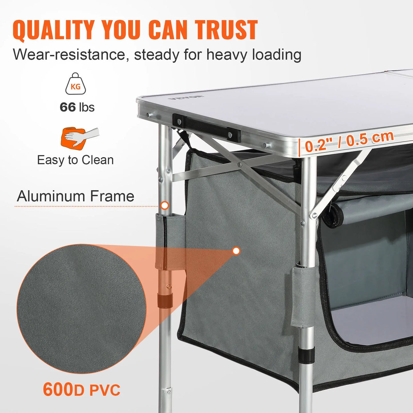 VEVOR Camping Kitchen Table Foldable Outdoor Cooking Station