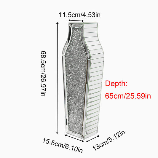 Crushed Diamond Mirrored Floor Vase Crystal Glass Modern Design
