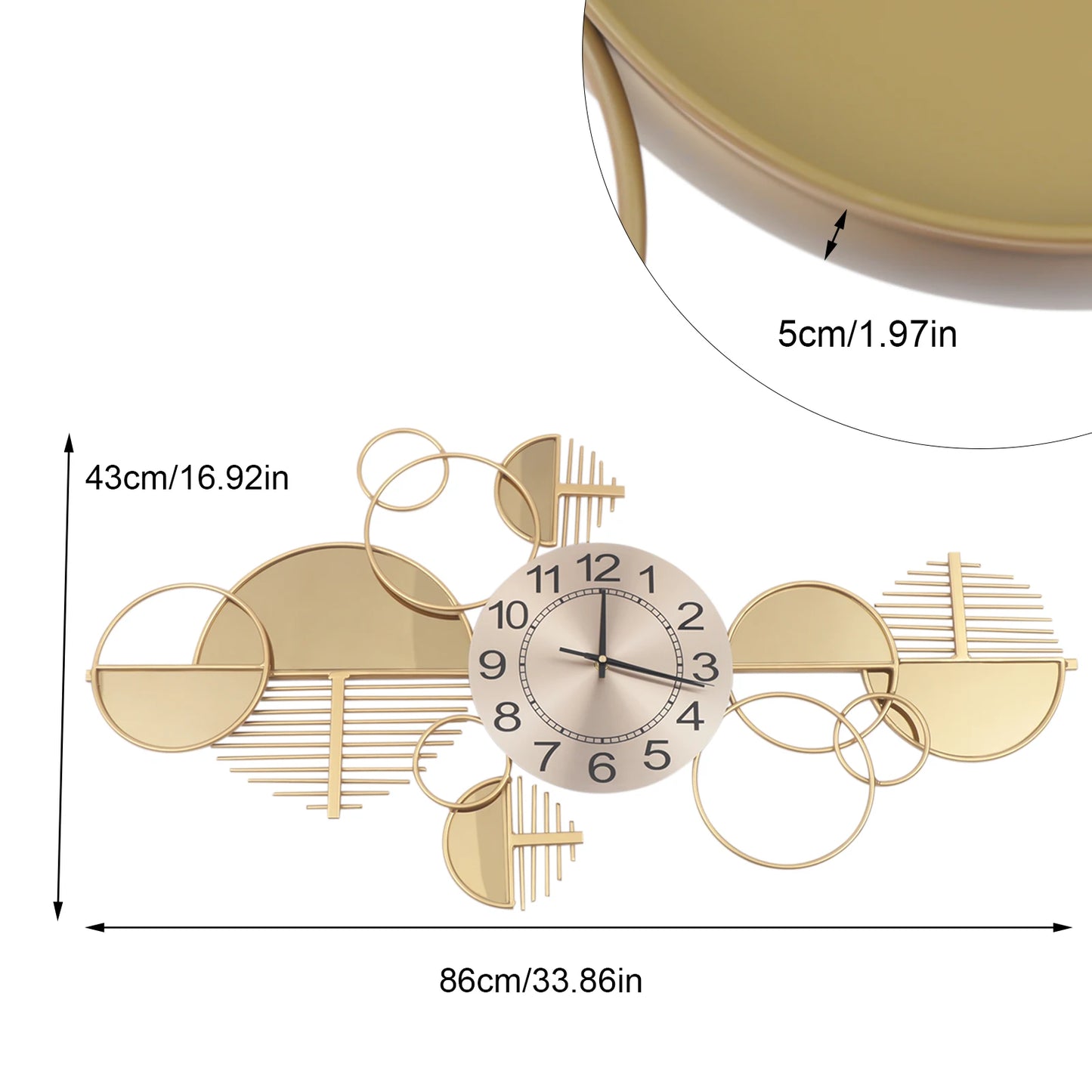Creative Modern Metal Wall Clock, Silent Battery Operated, Minimalist Decor