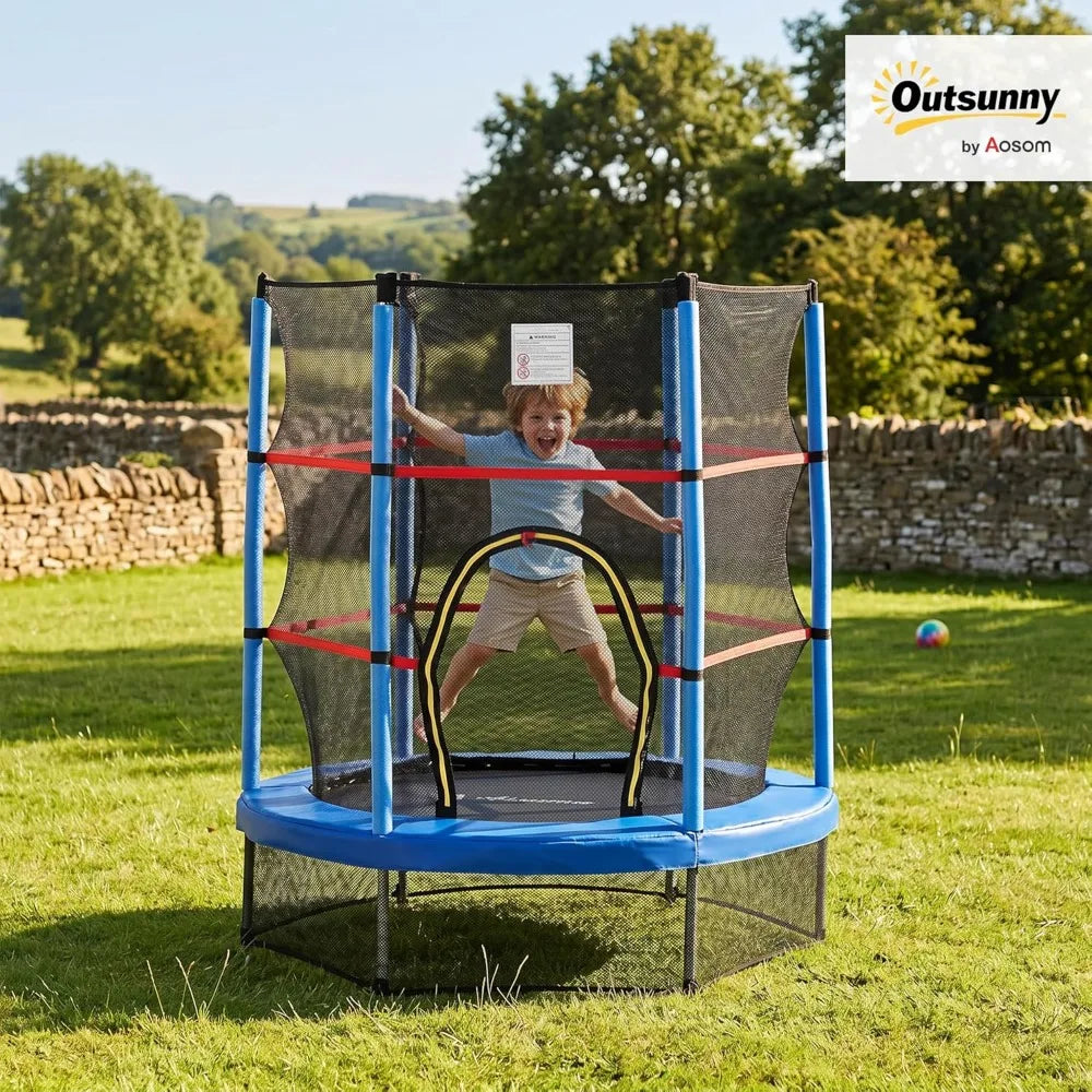 Kids Mini Trampoline With Enclosure Net And Springless Design