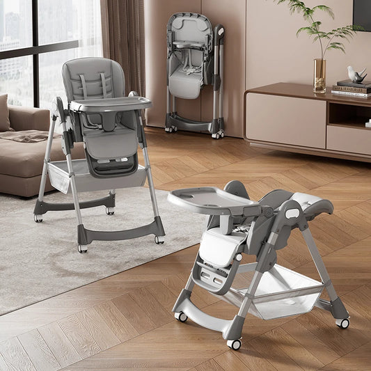 Foldable Baby High Chair With Adjustable Backrest 5 Point Harness