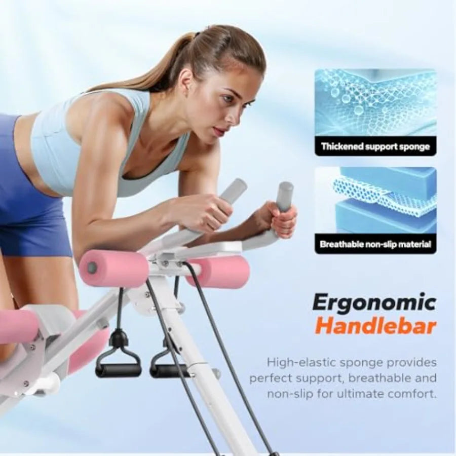 Foldable Abdominal Trainer With Knee Protection And Black Steel Frame