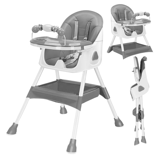 PIORLADO Foldable Baby High Chair Antislip Pad And Toy Rack