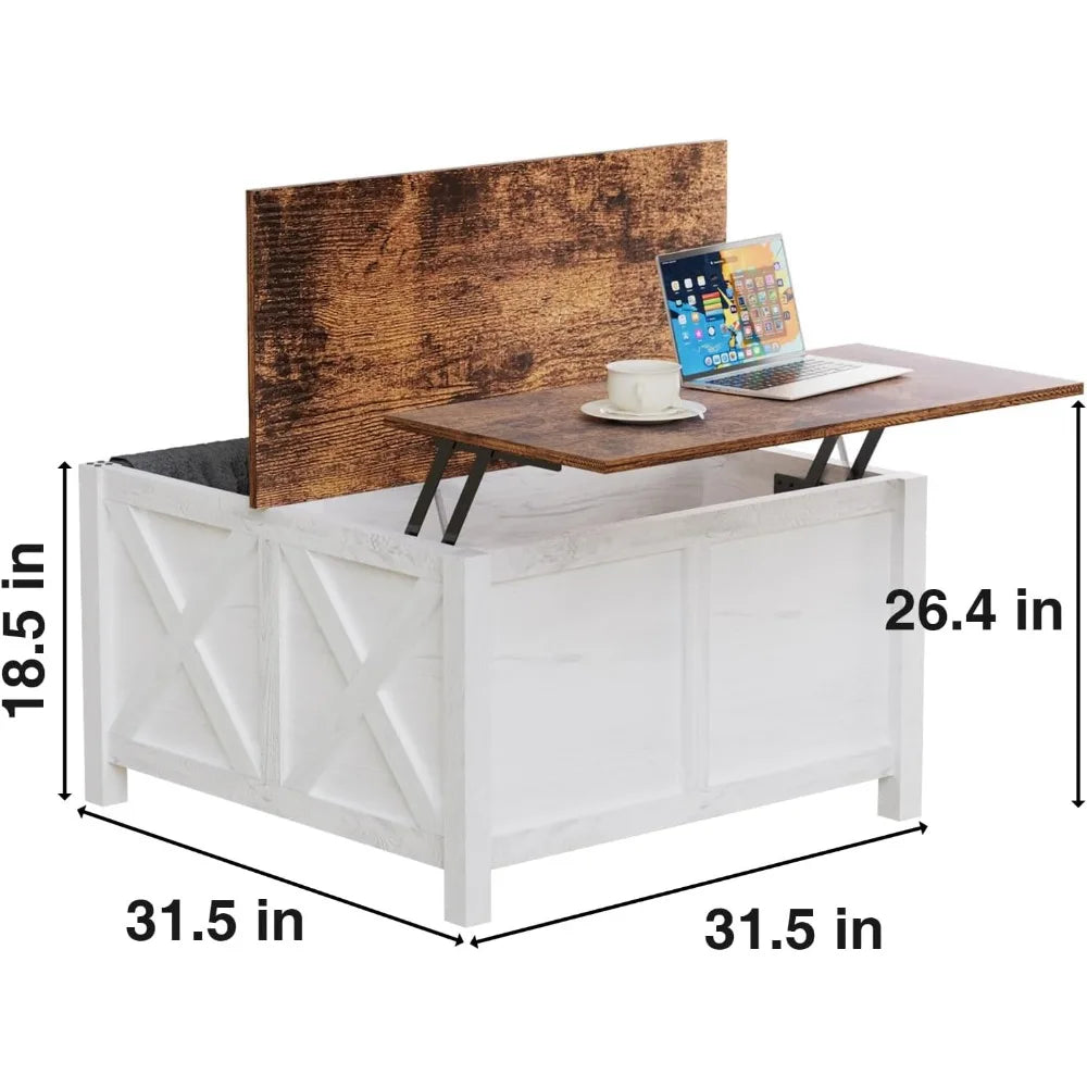 Lift Top Coffee Table With Storage For Living Room Farmhouse