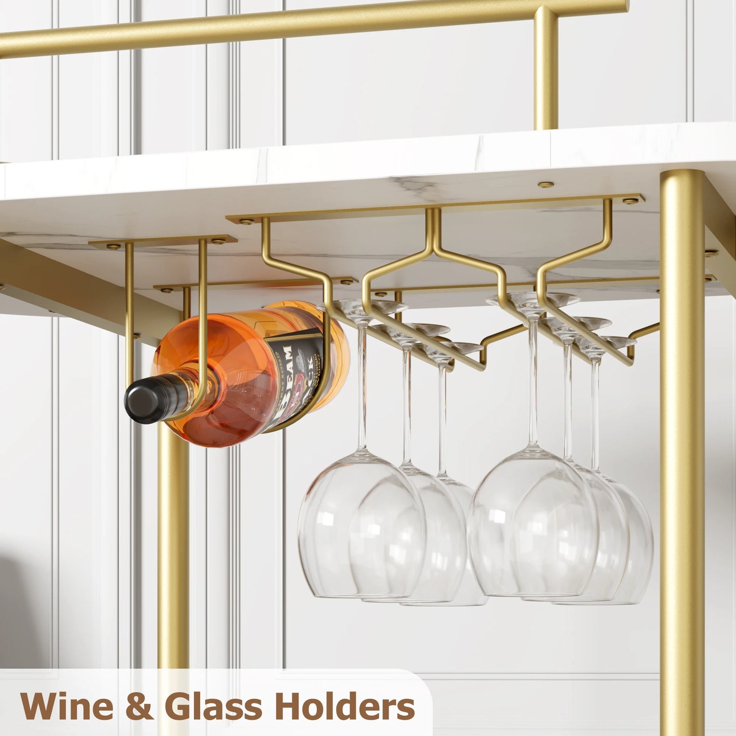TWISTER.CK Bar Cart With 4-Tier Storage On Wheels And Wine Rack