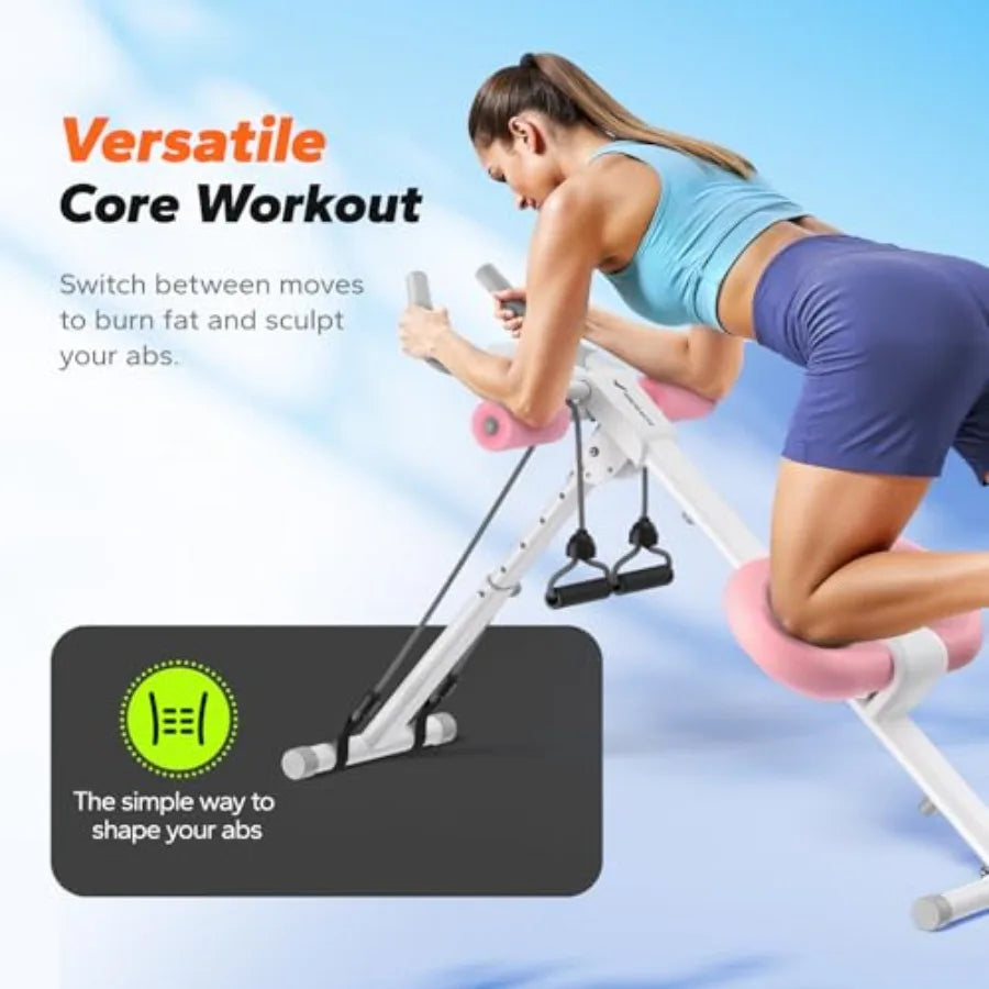 Foldable Abdominal Trainer With Knee Protection And Black Steel Frame