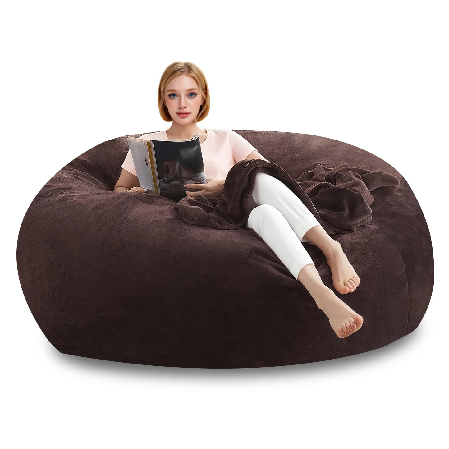 Memory Foam Bean Bag Chair With Flannel Cover For Reading