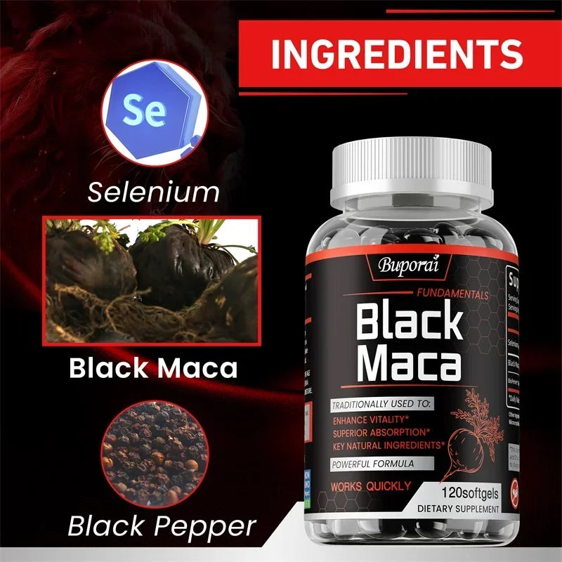Pslalae Black Maca Supplement Buporai Energy Endurance