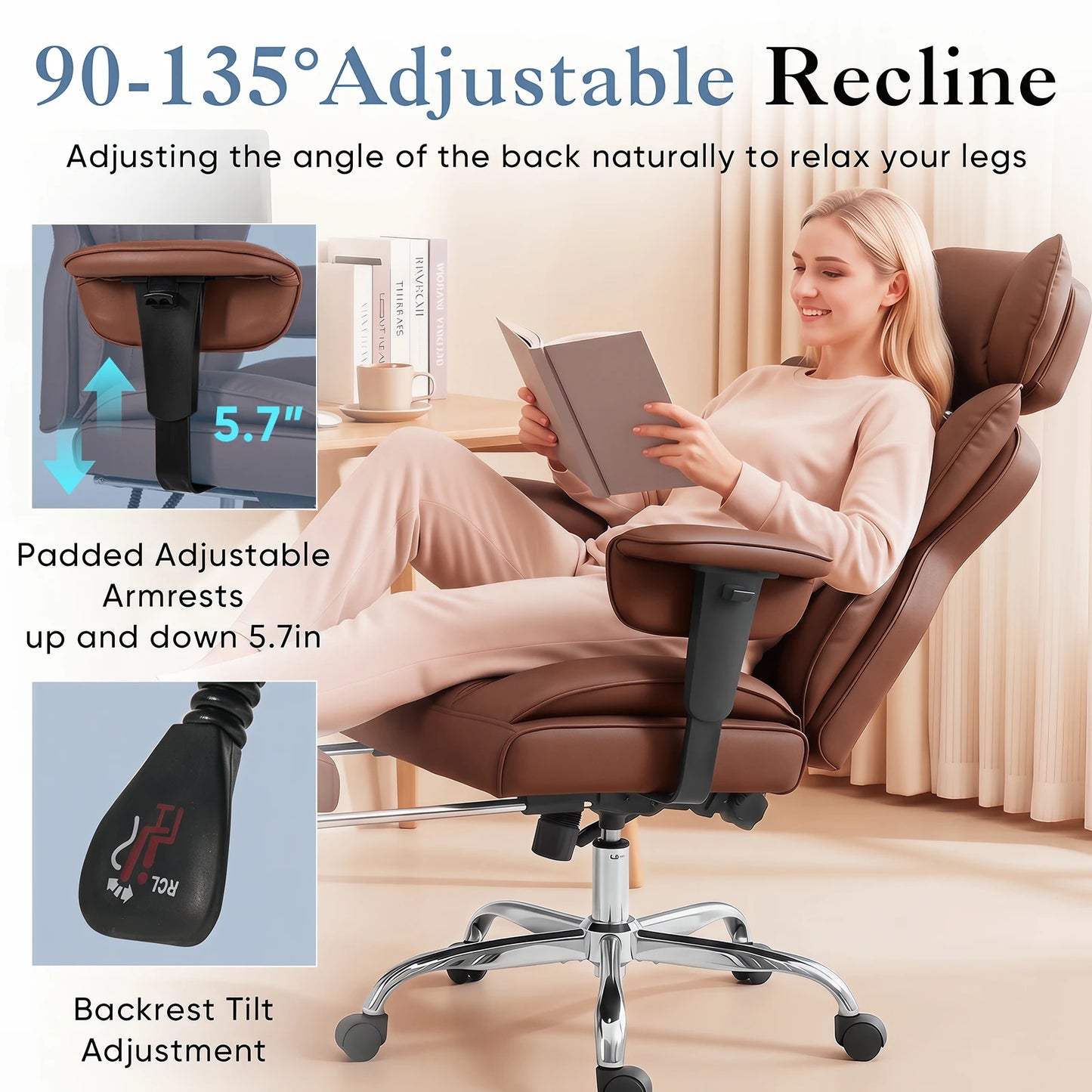 JHK Ergonomic Adjustable Armrests Gaming Chair PU Leather Footrest