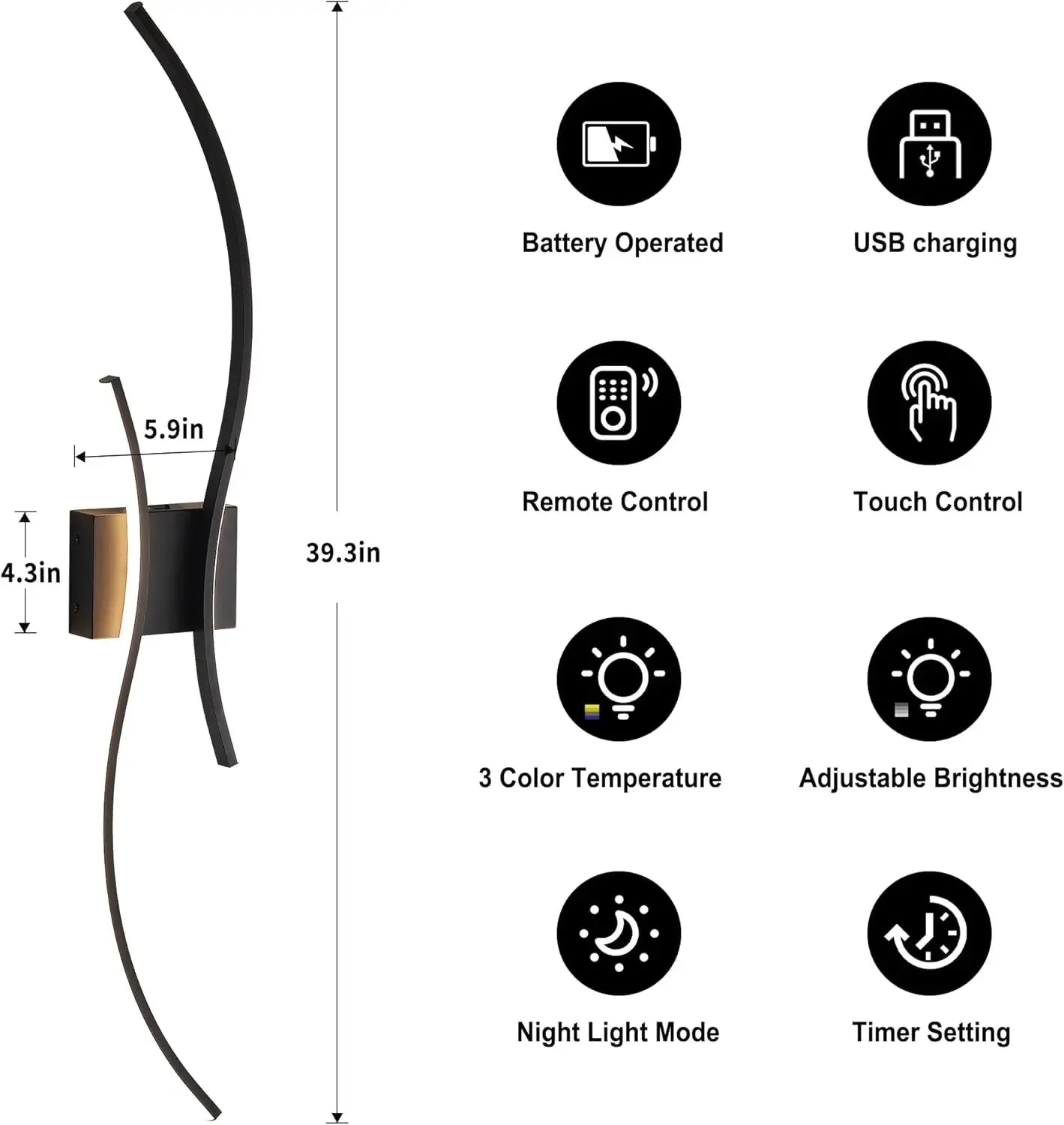Wall Sconce Set Of Two LED Lights With Remote Control
