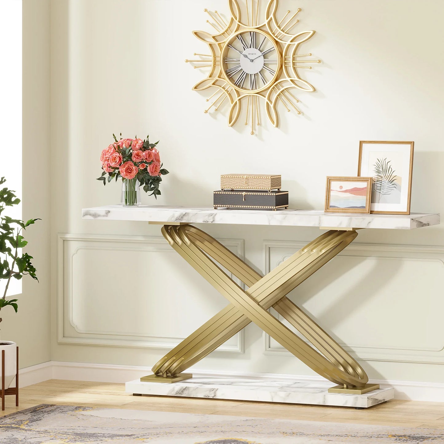 Tribesigns Modern Console Table Faux Marble Entryway