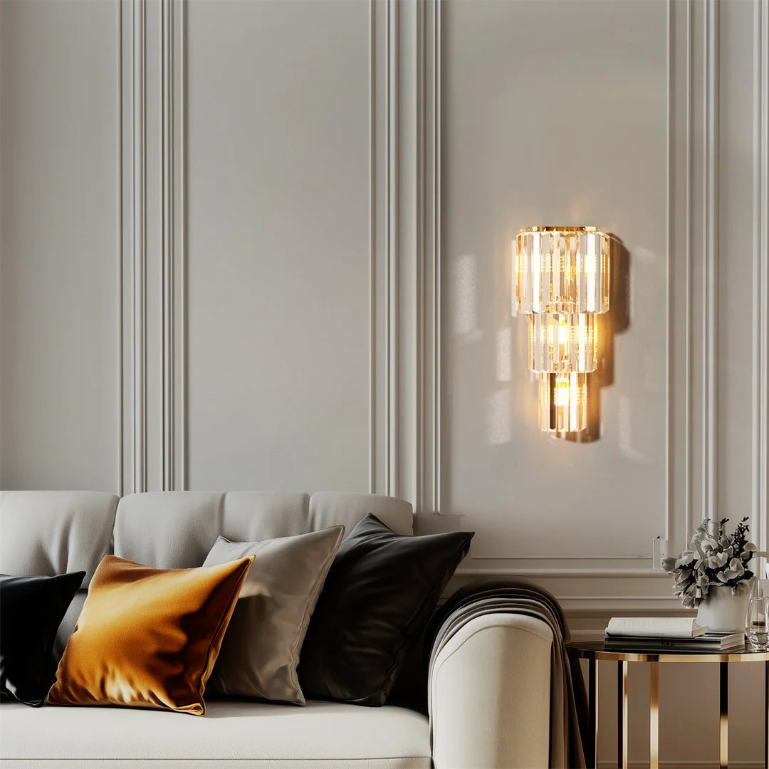 LUVODI Modern Crystal Wall Lamp Sconce Light E14 LED