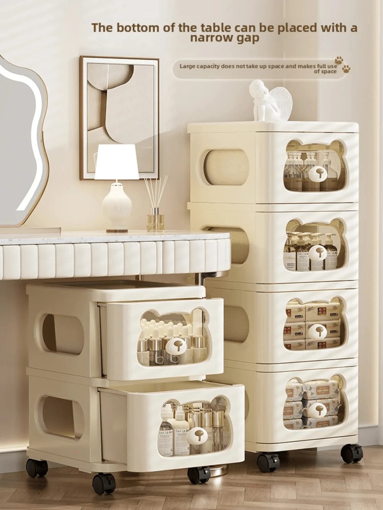 Removable Multi Layer Rolling Storage Drawers Cabinet For Home Office