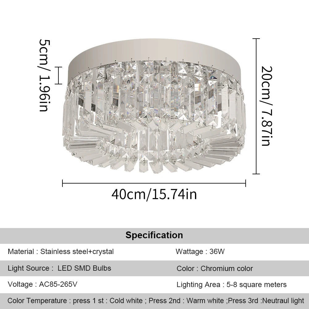 VETRULUS Crystal Ceiling Lamp Modern Led Chandelier For Living Room