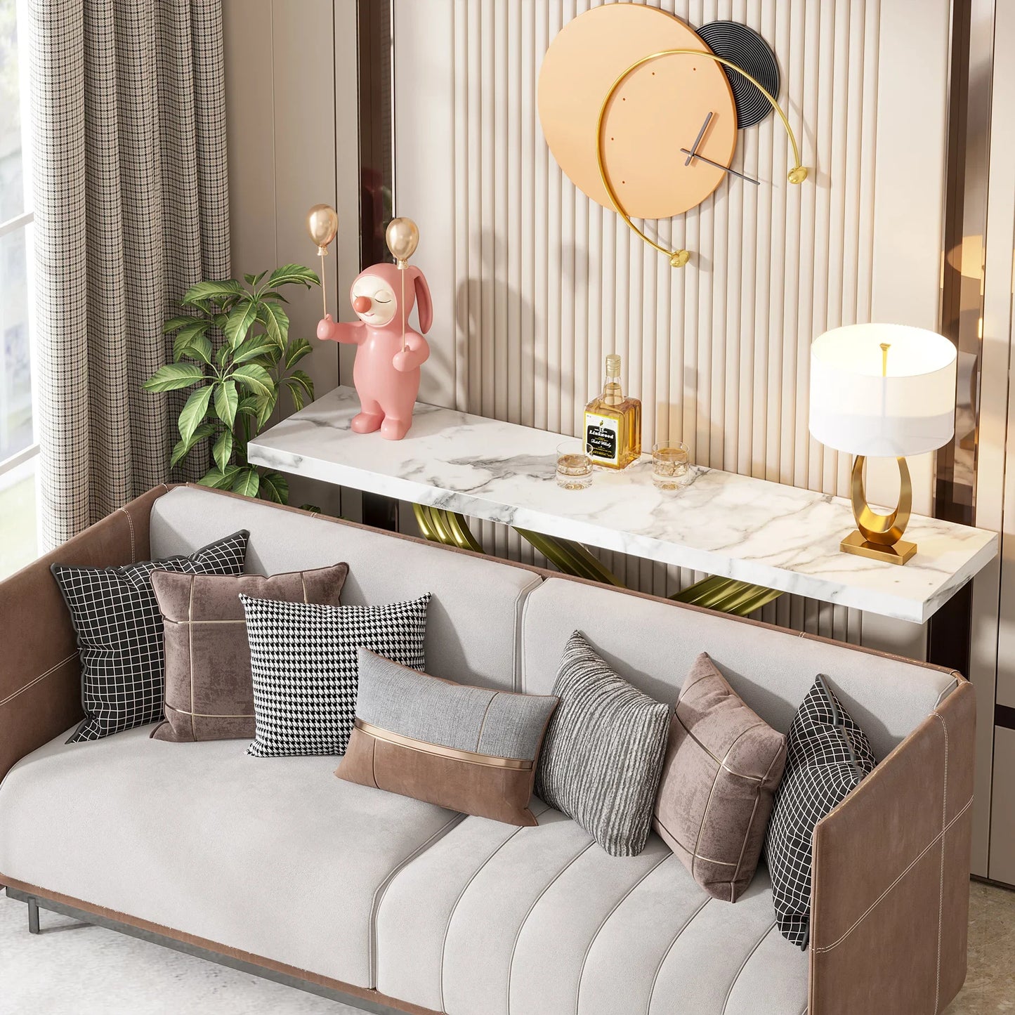 Tribesigns Modern Console Table Faux Marble Entryway