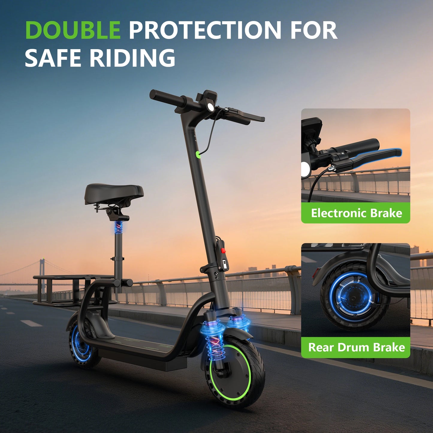 AOVOPRO Maxshot Electric Scooter 350W With Seat And Basket