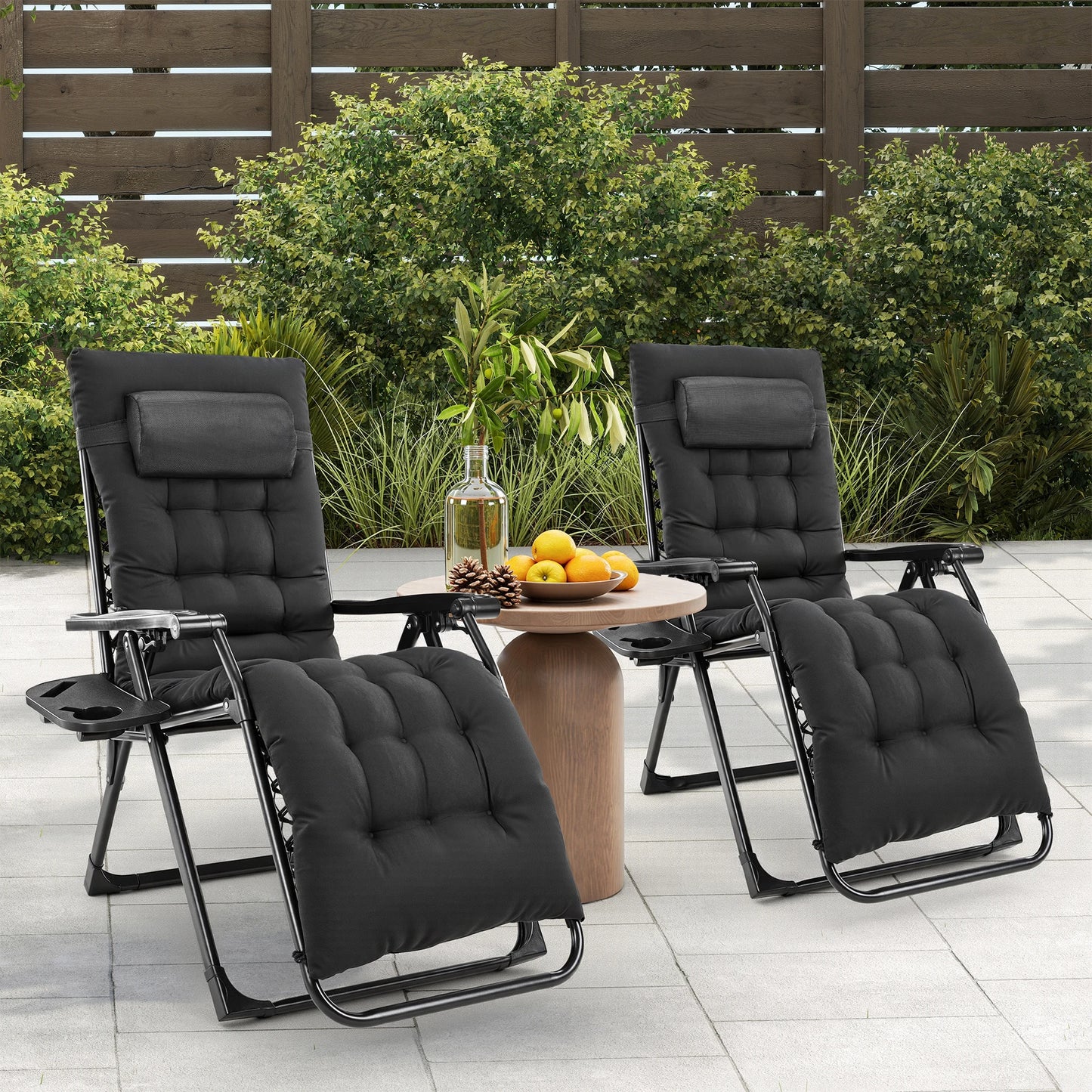 JHK Zero Gravity Recliner Outdoor Patio Lounge Chair With Cup Holder