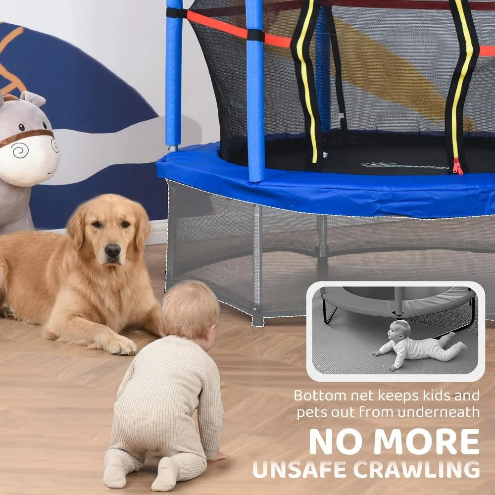 Kids Mini Trampoline With Enclosure Net And Springless Design
