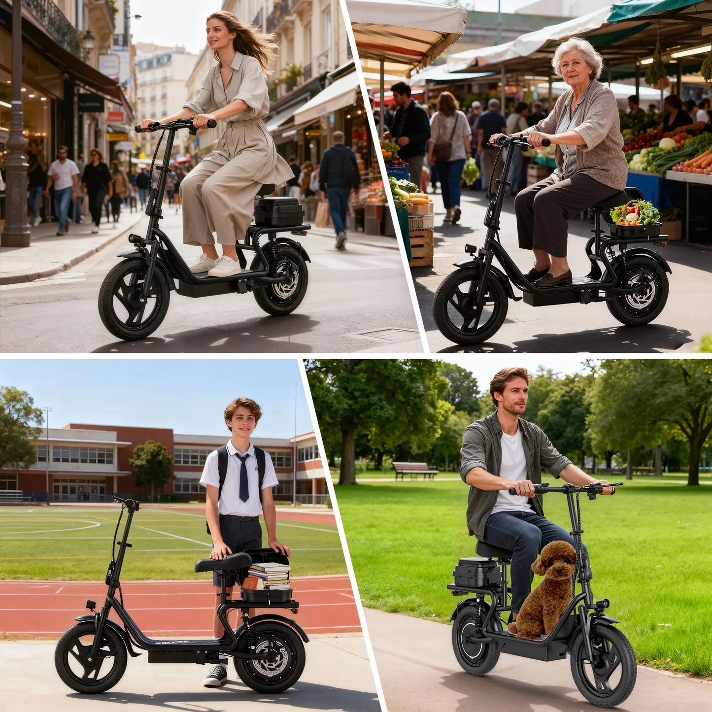 AOVOPRO Electric Scooter for Adults Folding Dual Suspension 500W