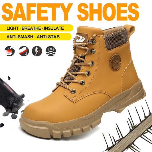 Breathable High Top PU Safety Shoes Puncture Resistant Smash Resistant