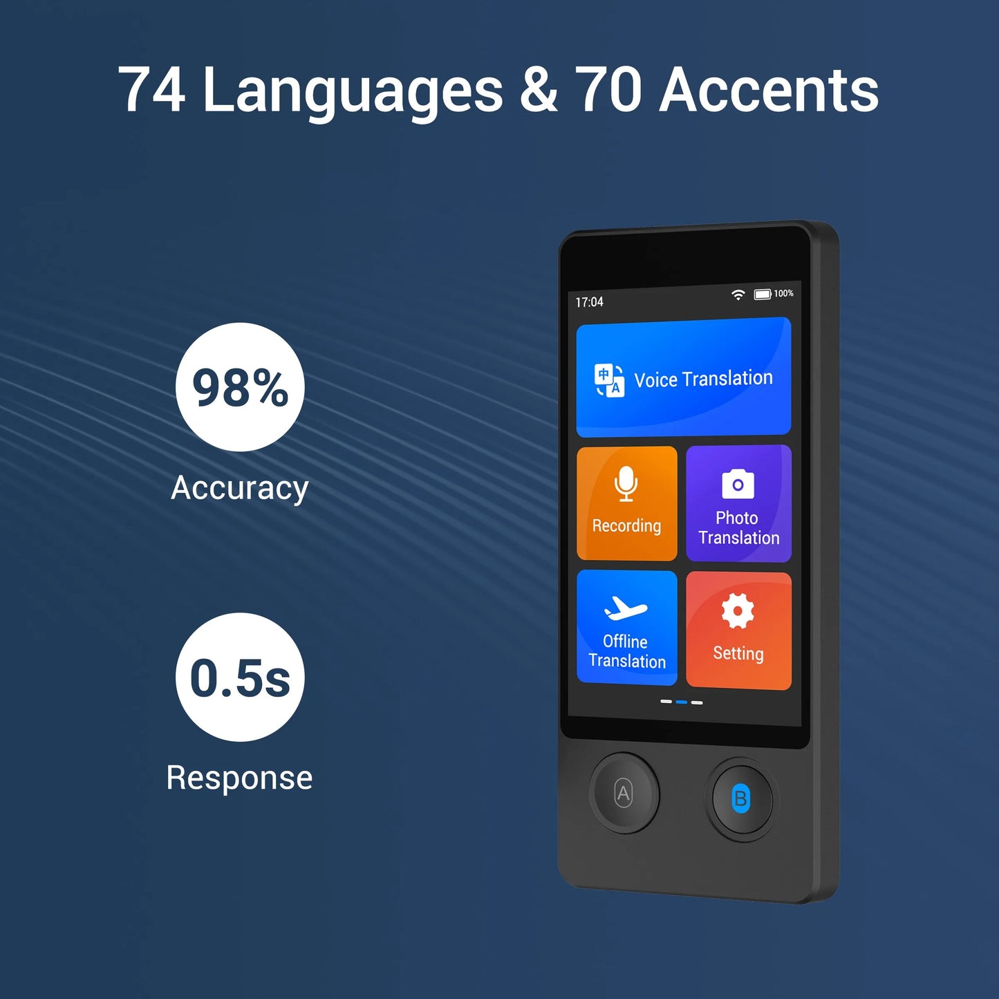 Wooask W12 Real Time Two Way Translator Device With 144 Languages