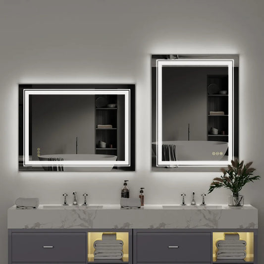 LUVODI LED Bathroom Mirror IP65 Waterproof Dimmable Three Color Lights