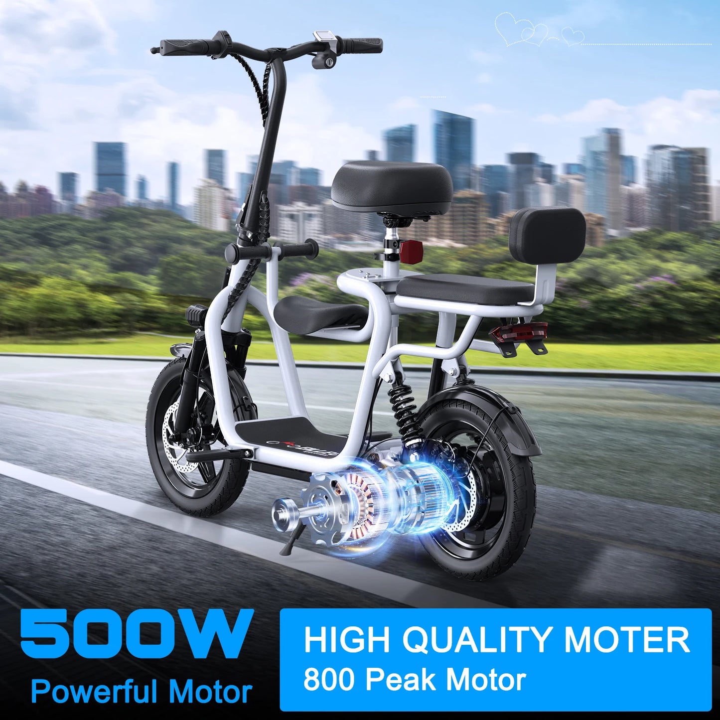 EILLEO SPACEWALK 36V Electric Scooter With Seat, 500W Motor