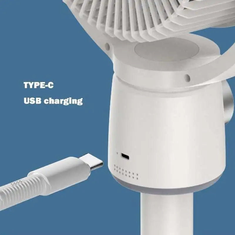 BALASHOV USB Rechargeable Floor Fan Silent Turbine With Timed Operation