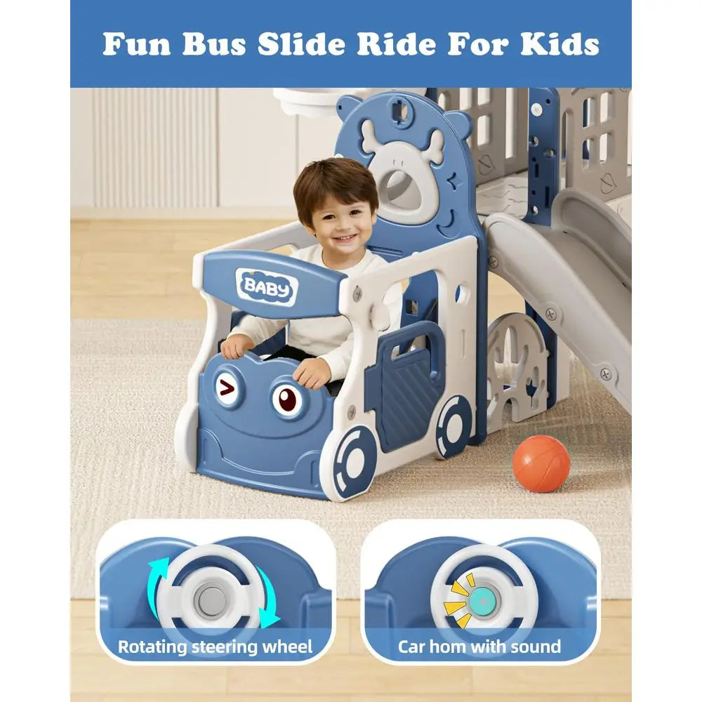 YTYIN 10 In 1 Toddler Playground With Slide Climber And Basketball Hoop