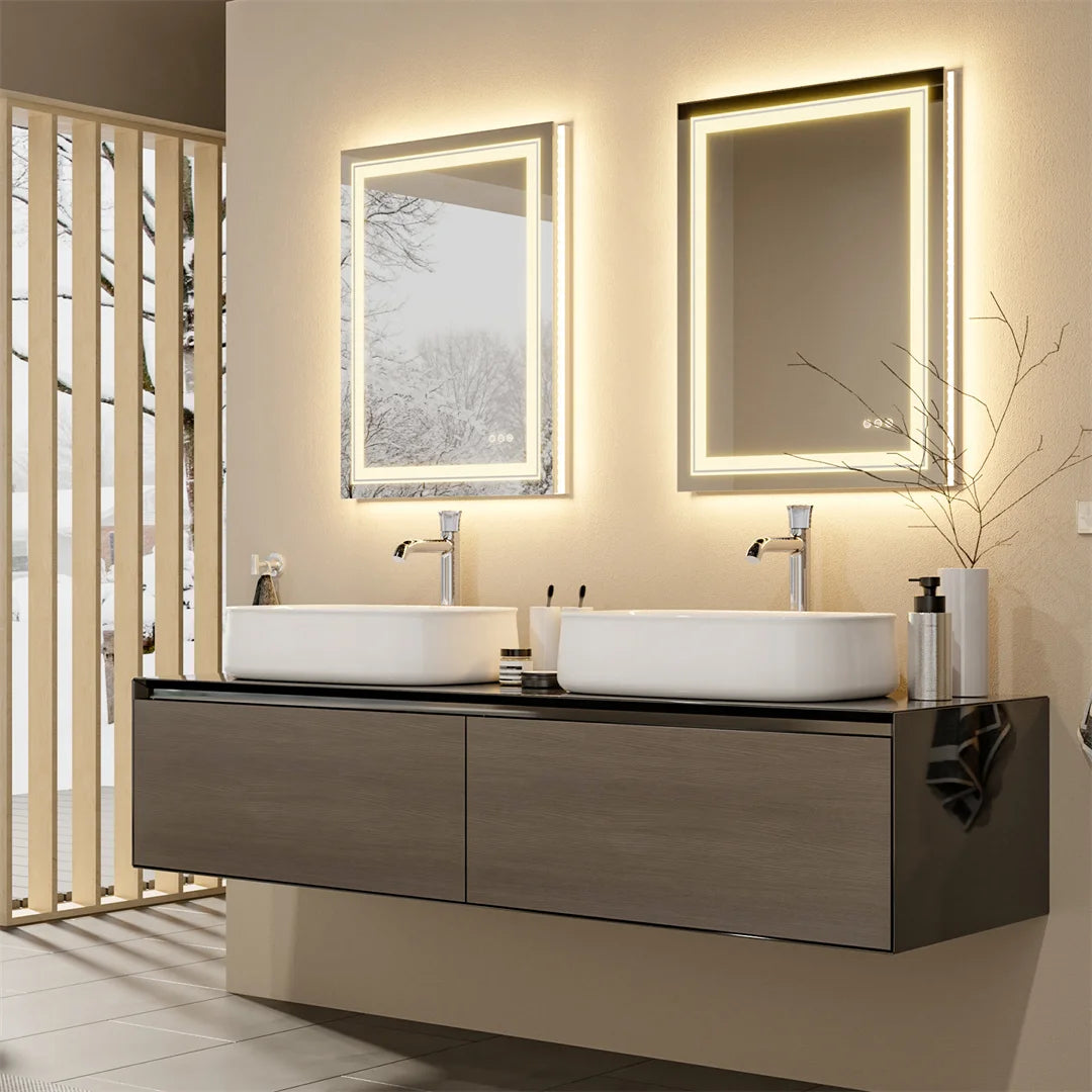 LUVODI LED Bathroom Mirror IP65 Waterproof Dimmable Three Color Lights