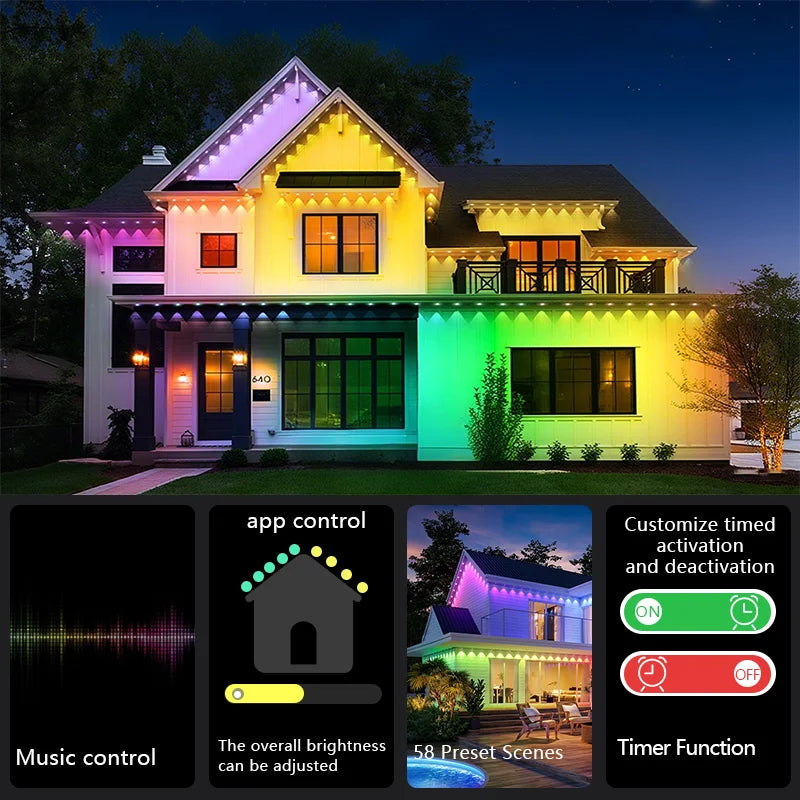 MIMIRGB Smart RGBIC Outdoor Permanent Lights With 75 Scene Modes