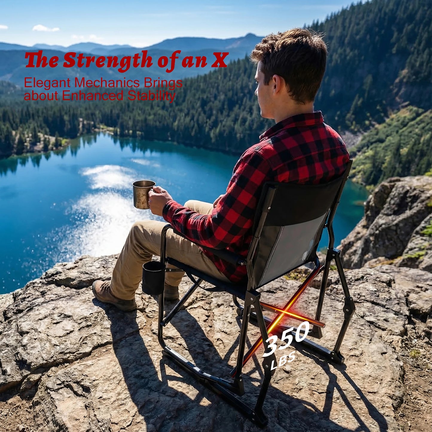 JHK Outdoor Folding Rocking Chair With Mesh Back For Patio