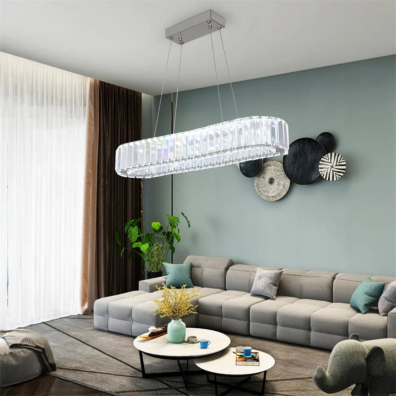 GreeLustr Indoor K9 Crystal Oval Ring Lamp Pendant