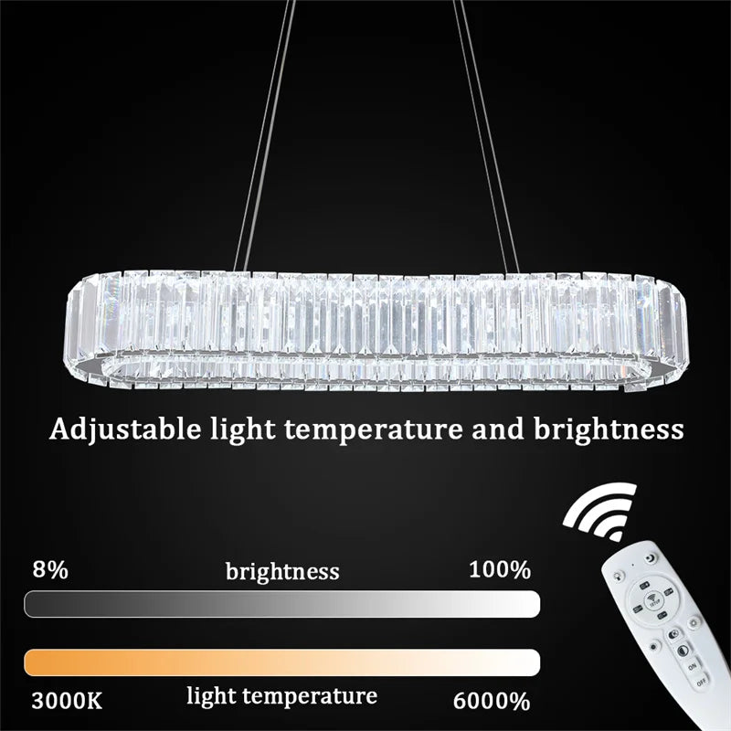 GreeLustr Indoor K9 Crystal Oval Ring Lamp Pendant