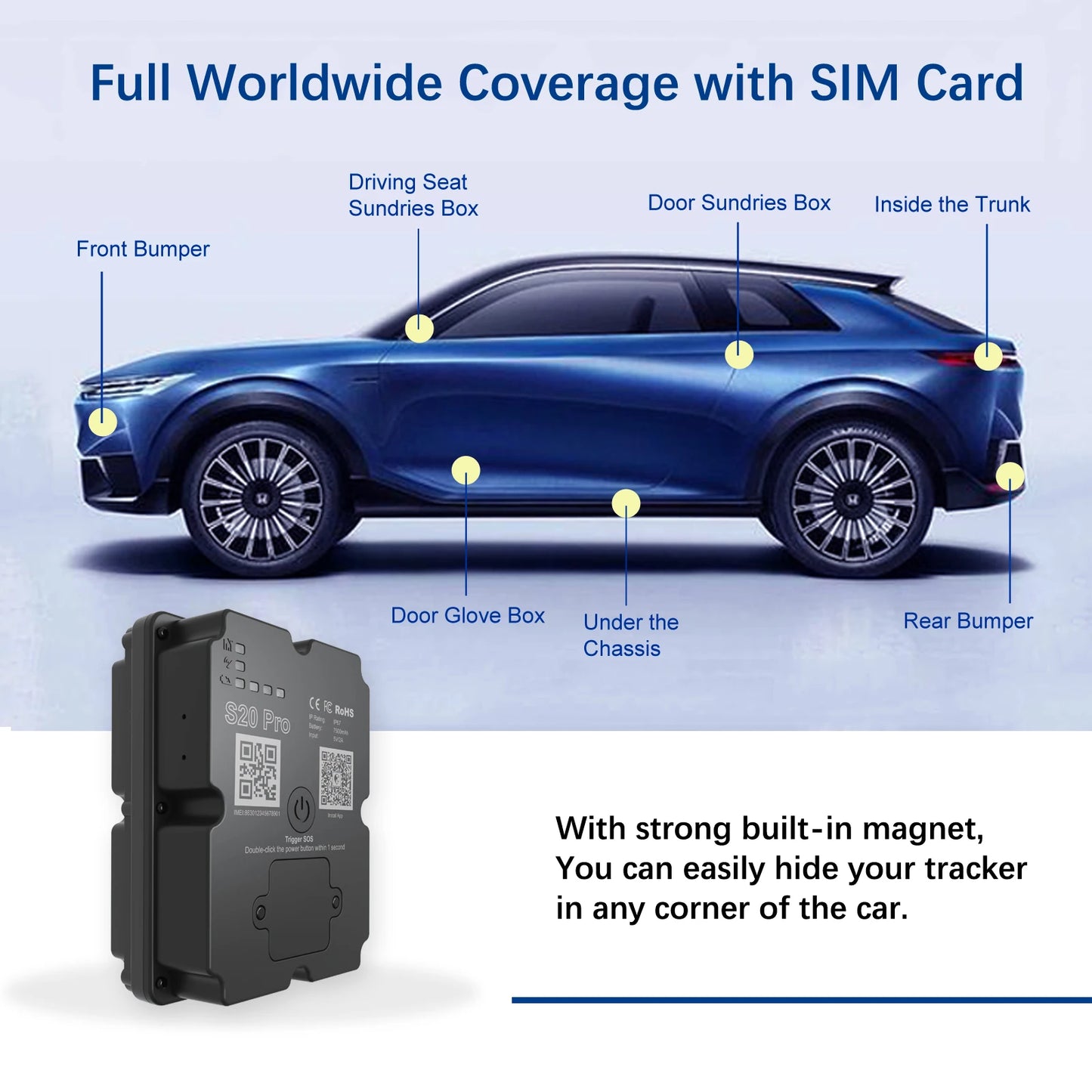 Wanwaytech 4G GPS Tracker for Car and Motorcycle Real Time