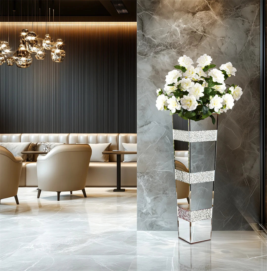 Modern Floor Vase With Crystal Accents For Home Decor