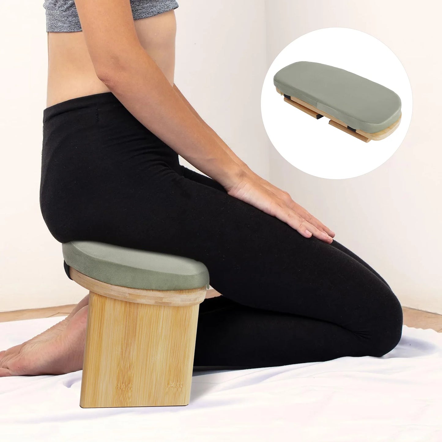 Bymaocar Foldable Meditation Bench Kneeling Stool For Home Yoga