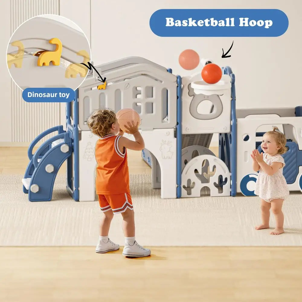 YTYIN 10 In 1 Toddler Playground With Slide Climber And Basketball Hoop