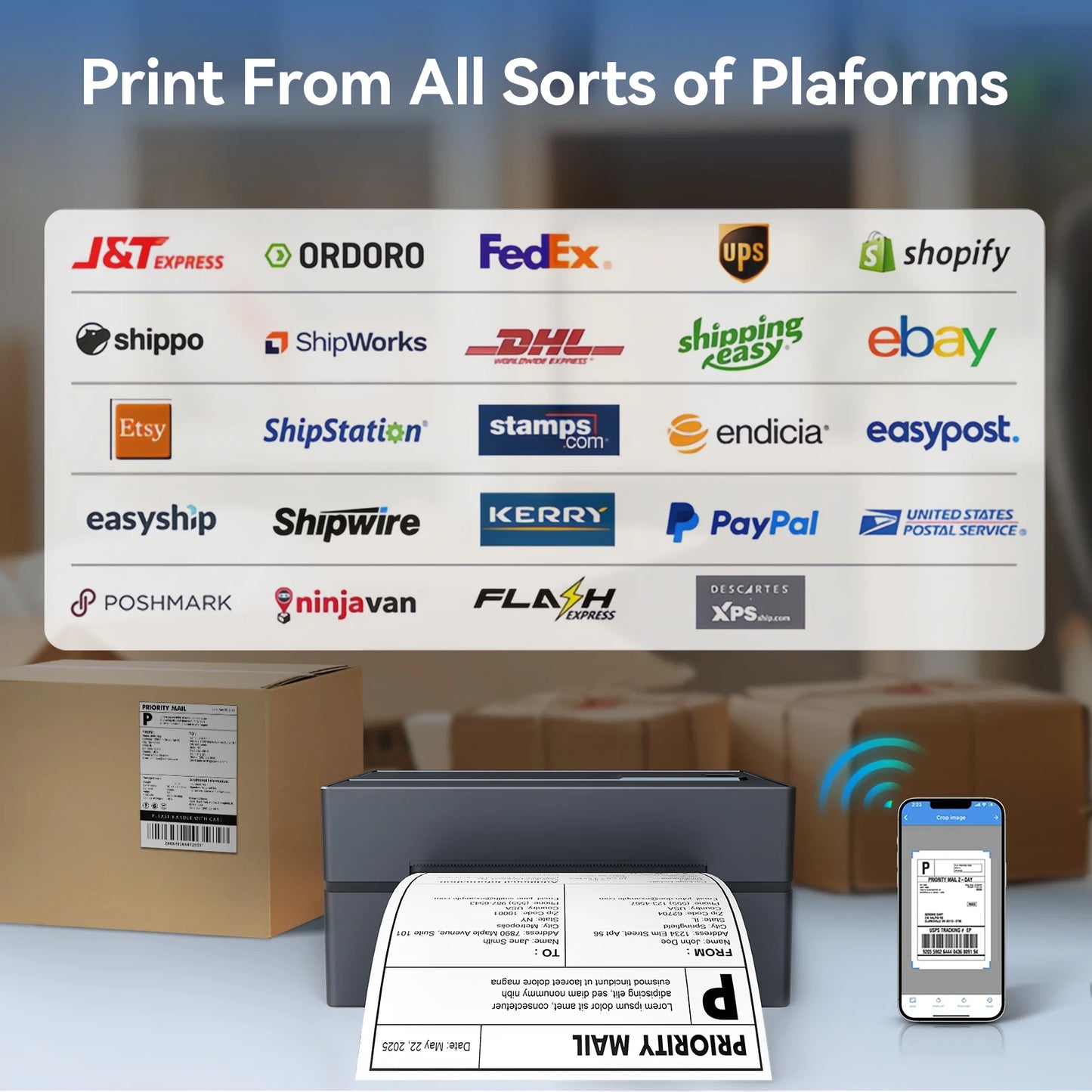 TakeYou Thermal Label Printer Portable No Ink Bluetooth USB