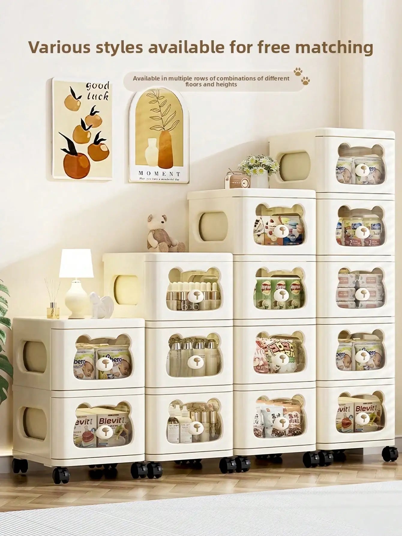 Removable Multi Layer Rolling Storage Drawers Cabinet For Home Office