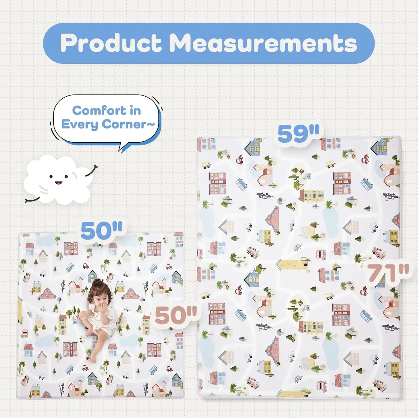 Thick Memory Foam Baby Floor Play Mat Non Slip Plush