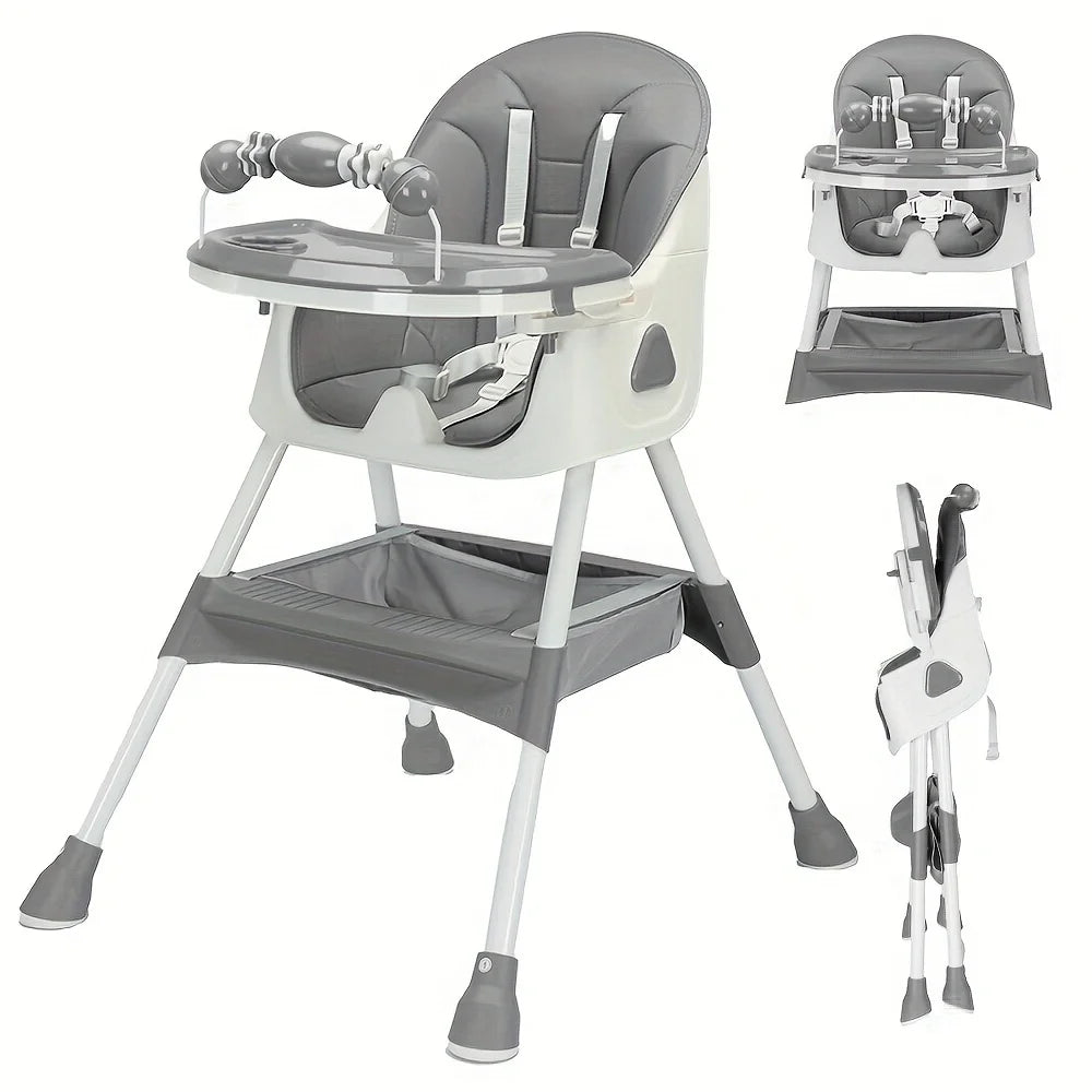 PIORLADO Foldable Baby High Chair Antislip Pad And Toy Rack