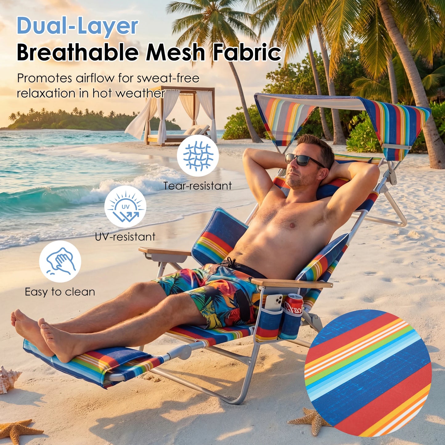 TCGBKAF Backpack Beach Chair With Canopy And Footrest