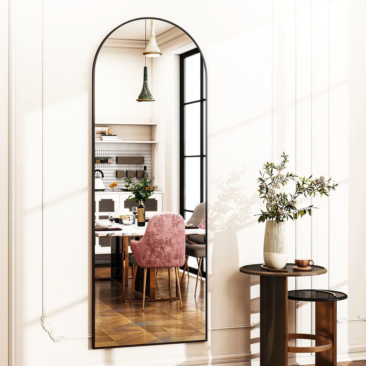 Arched Floor Mirror Free Standing for Hallway Bedroom Decor