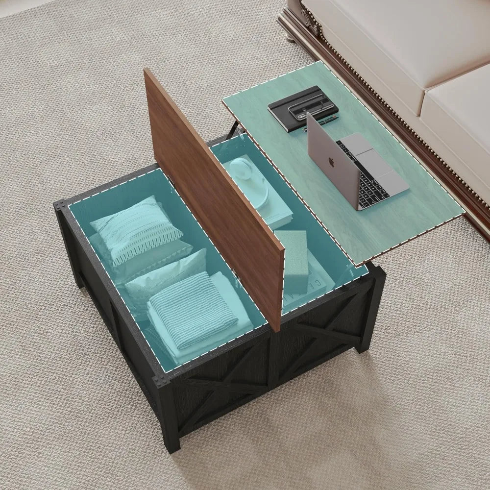 Lift Top Coffee Table With Storage Farmhouse Rustic Wood
