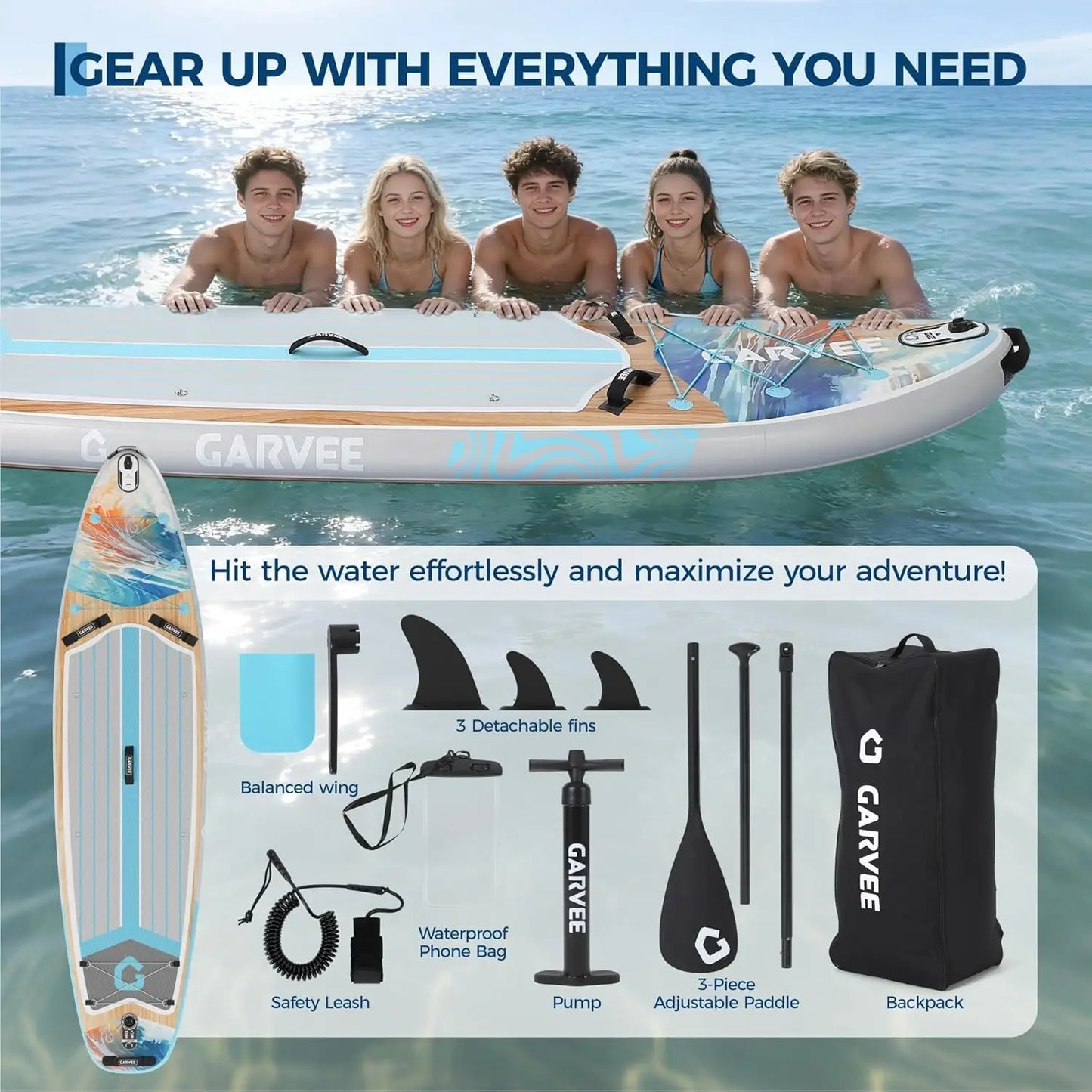 Inflatable Paddle Board With Premium Accessories, Camera Mount